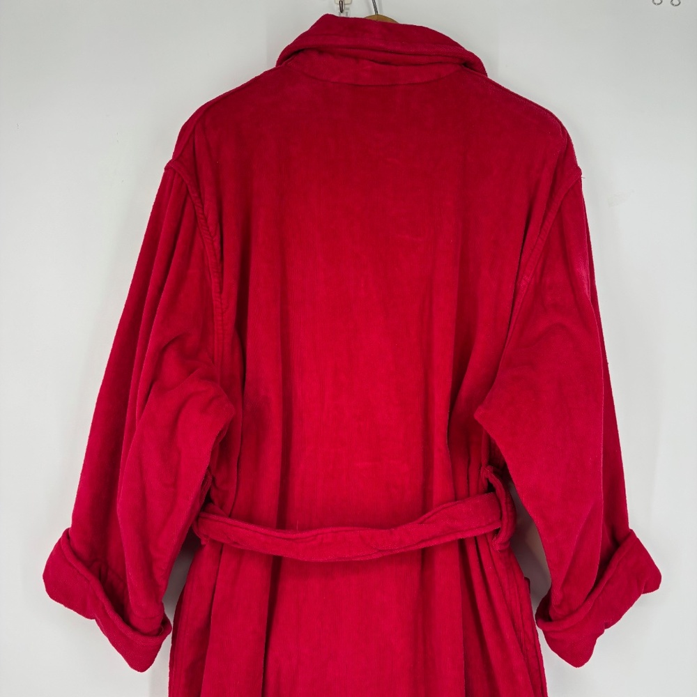 Partners by Mervin's Womens Large Vintage Terry Cloth Bathrobe Red Cotton Ankle - Picture 6 of 8
